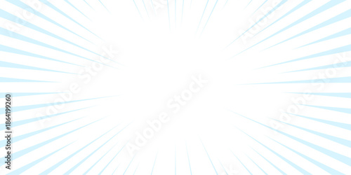 Blue background with Glowing Sunburst and Dynamic Light Rays. Anime focus isolated on white background. Comic book explosion lines wallpaper. 