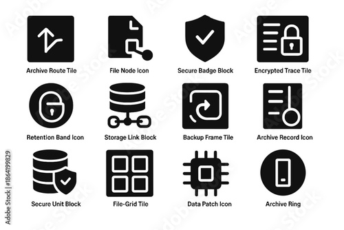 Icon vector textures storage no centered digital look archive archiving negative icons