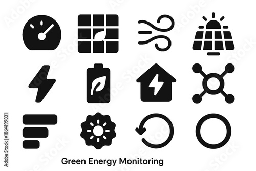 Green no vector loop space placed spacing outlines icons energy renewable icon