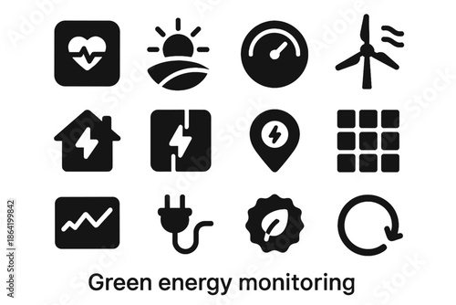 Icons no vector icon loop appearance green eco renewable gradients identical energy