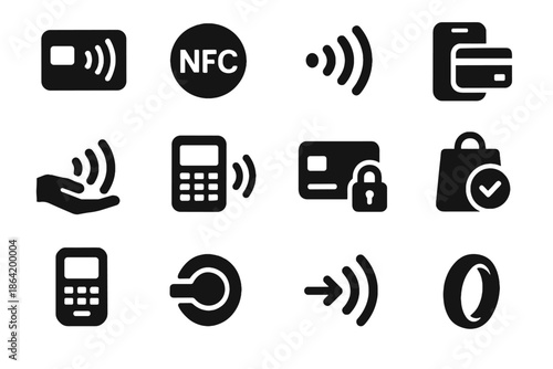 Icon tap flow contactless vector finish payment optional wave no icons negative