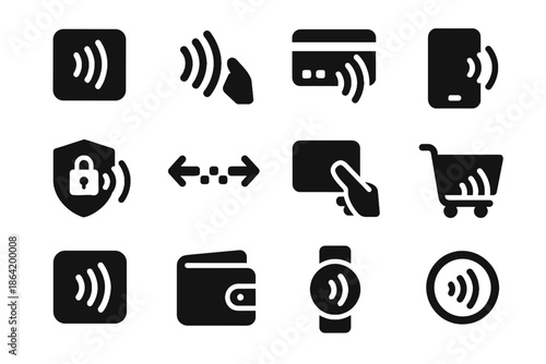 Background negative payment rounding no icons square icon vector contactless black tile