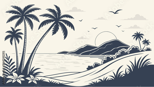 vector illustration of a tropical island