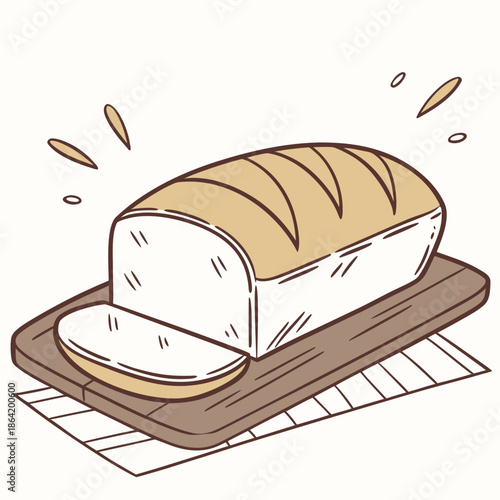 Simple Loaf of Bread Bakery Illustration