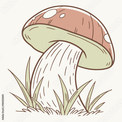 Simple Mushroom Illustration in Flat Style