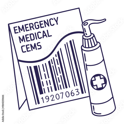 Emergency Medical Icons Formed by Barcode Stripe Design