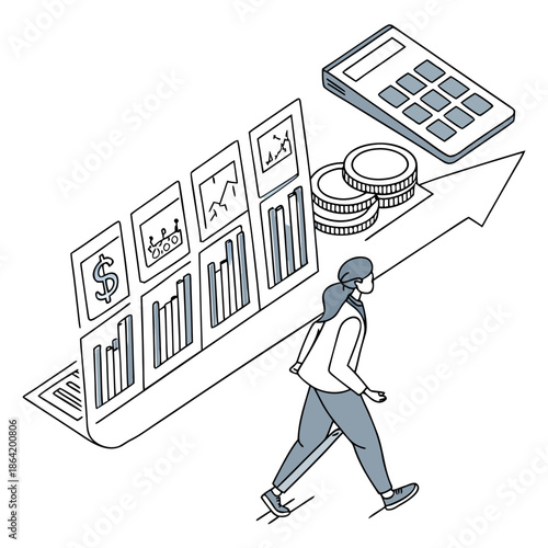 Finance and Accounting Icons Forming a Barcode Pattern