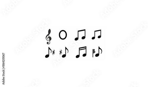 Music Notes Icon Set with Musical Key Symbols Flat Vector