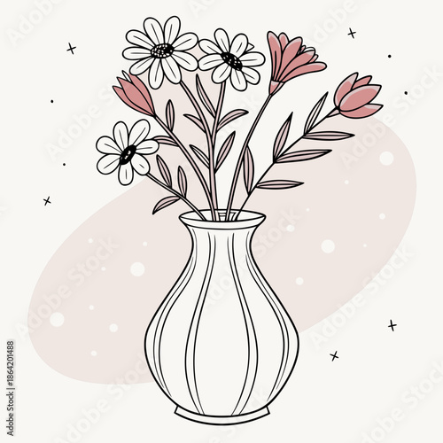 Minimalist Modern Flower Vase Vector Illustration