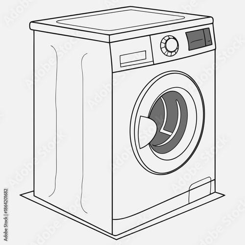Front Loading Washing Machine Realistic Vector