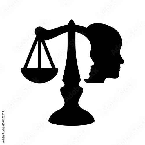 Weighing human minds and justice: a symbolic representation of mental balance and legal equity Vector, illustration