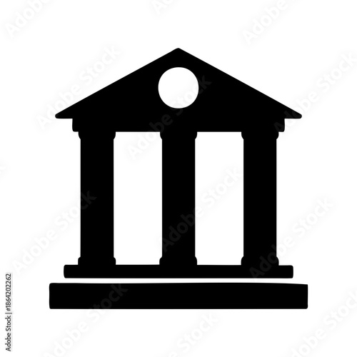 Classic building with columns and pediment symbolizing authority, finance, or education Vector, illustration