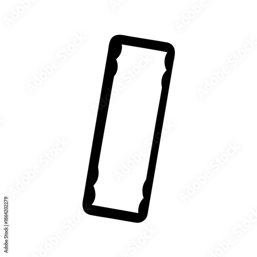 Simple black rectangular frame icon with rounded corners and four internal circular nubs Vector, illustration