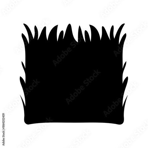 Stylized black silhouette of a grass border with sharp blades on a white background Vector, illustration