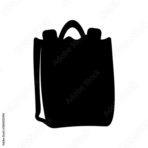Minimalist black silhouette icon of a simple backpack or school bag with straps Vector, illustration