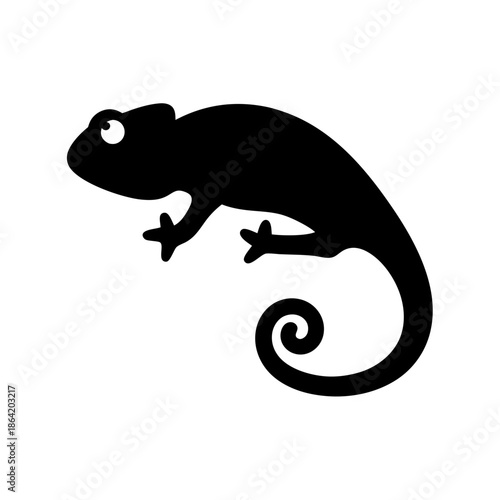 Simple black chameleon silhouette