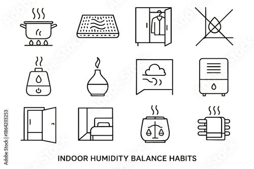 Kitchen towel door cloud indoor water icon vector humidity humidifier boiling