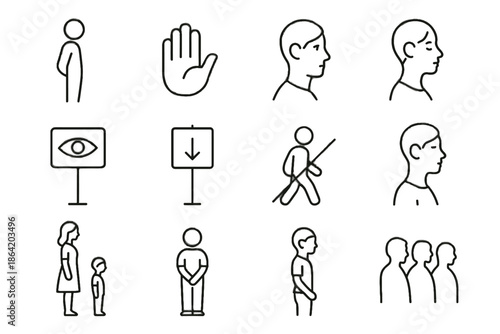 Symbol gesture take icons icon mindful silhouette body vector waiting ends queue