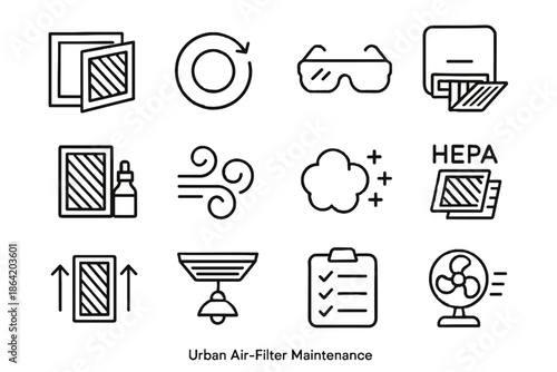 Board urban cleaning icon access filter glasses symbol vector replacement arrows checklist