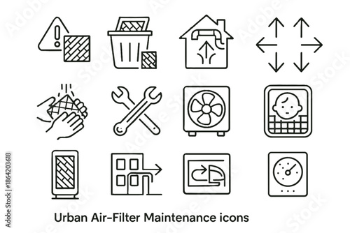 Home direction icon monitor vector apartment air trash purifier filter urban