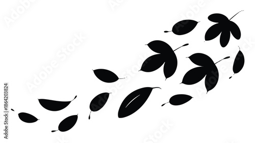 black leaves flying in air