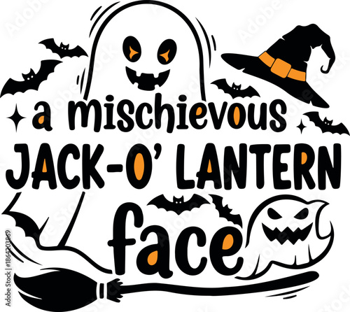 Cute Mischievous Jack O Lantern Face Halloween Design