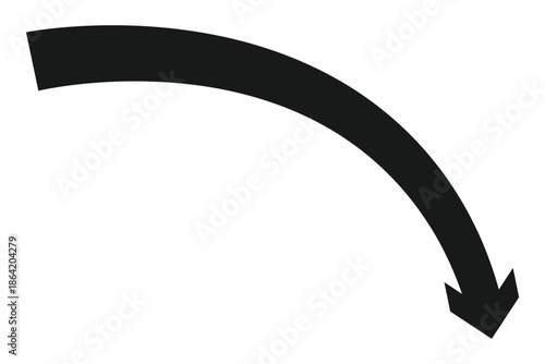 Simple black down arrow icon. Vector graphic symbol for direction and web download.