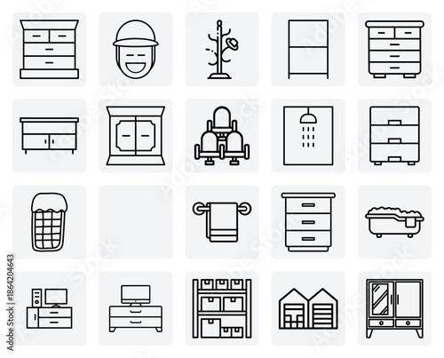 Furniture And Fixtures For Key Home Rooms – Representing Bathroom, Bedroom, And Living Room Needs.