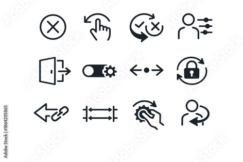Cue icons disengage permission consent icon withdrawal option vector sign management return