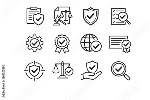 Alignment consent symbol digital vector policy compliance regulation icons icon trust assurance