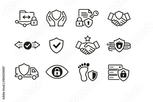 Cue data encryption vector transport flow lock awareness ethical transfer icon icons