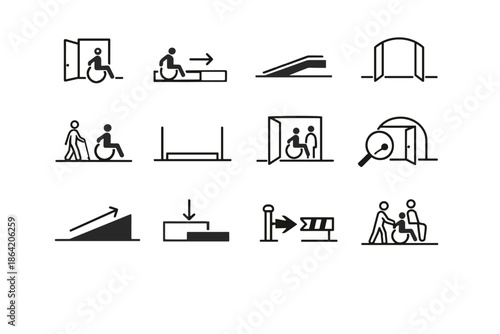 Entrance accessible icon vector ramp accessibility access level set clarity smooth step
