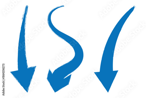 Simple black down arrow icon. Vector graphic symbol for direction and web download.