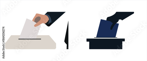 Ballot Box Voting Icon Set – Pixel Perfect Colored, Silhouette and One Line Drawing Vector Illustration for Election and Democracy Concept