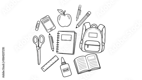Back to School Supplies Arrangement of Essential Items for Education and Learning
