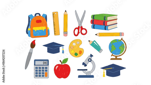 Collection of Assorted School Supplies and Educational Tools for Learning