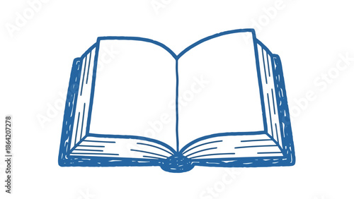 Open Book Sketch Blue Outline