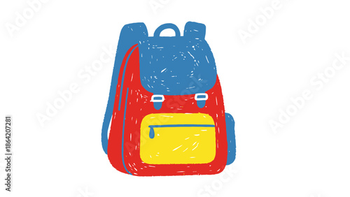 Childs Backpack Design Red Blue Yellow Primary Colors School Bag