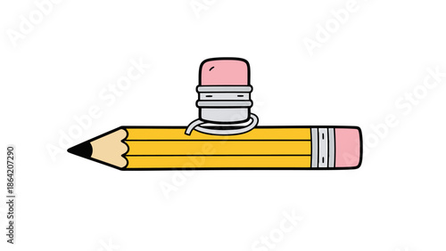Pencil with Eraser Cap and Sharpened Lead for Writing and Drawing Concepts