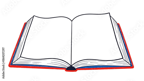 Open Blank Book With Empty Pages and Red Cover Ready for Content