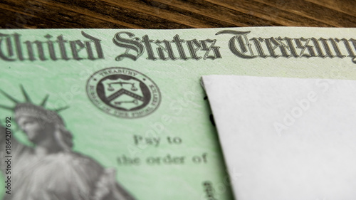 Tax Refund check on wooden table