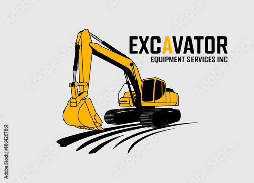A powerful graphic representation of an excavator, showcasing machinery in action while emphasizing strength and efficiency in construction and engineering contexts.