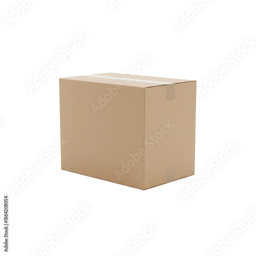 Realistic Blank Cardboard Box Packaging Mockup Isolated on Transparent Background for Shipping and Branding