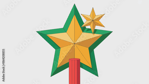 christmas tree topper star decoration with red pole