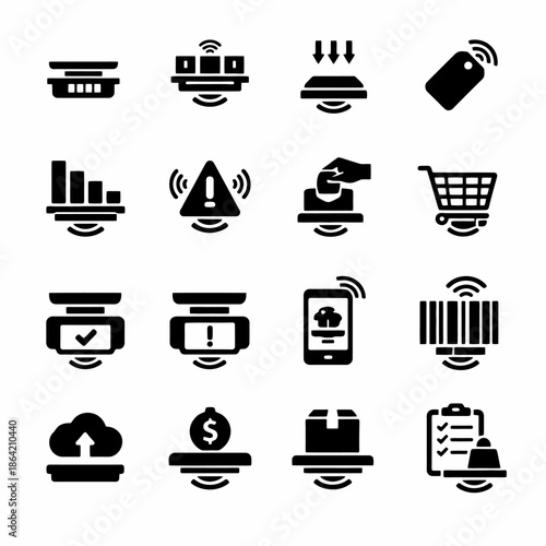 Set of contactless payment and smart technology icons for e-commerce and digital transactions