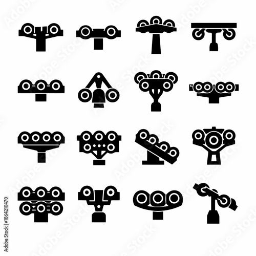 Collection of silhouette roller coaster icons in various shapes and styles