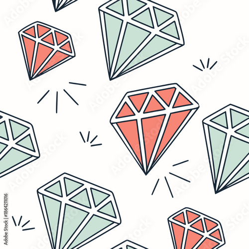 Geometric Tessellated Diamond Shape in Flat Graphic Style