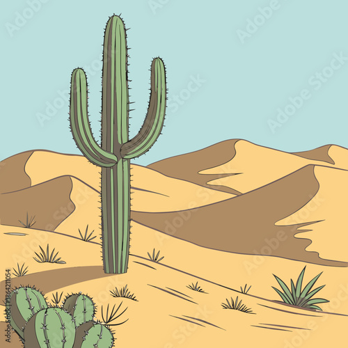 Isometric Desert Cactus Vector Illustration