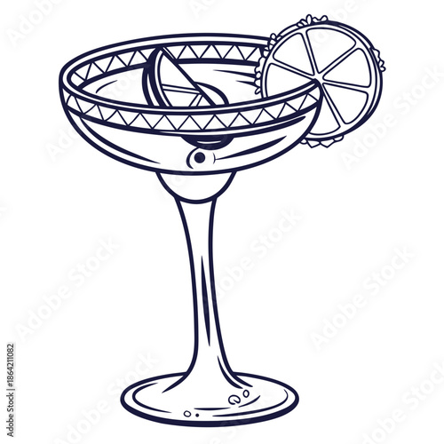 Modern Minimalist Cocktail Glass Line Art Graphic