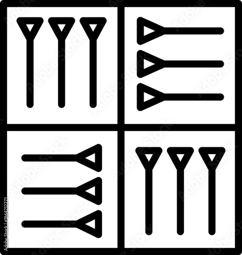 Cuneiform Line Icon – Ancient Writing and Mesopotamian Script Symbol, Cuneiform Outline Icon – Early Writing System and Clay Tablet Script, Cuneiform Vector Icon – Ancient Language, History